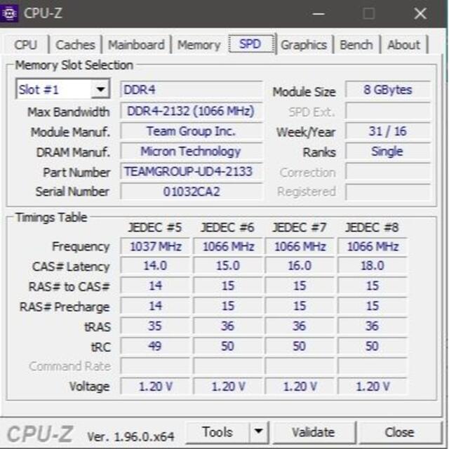 TEAM ELITE 16GB (8Gx2) DDR4-2133 #162 スマホ/家電/カメラのPC/タブレット(PCパーツ)の商品写真