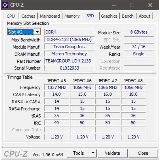 TEAM ELITE 16GB (8Gx2) DDR4-2133 #162 スマホ/家電/カメラのPC/タブレット(PCパーツ)の商品写真