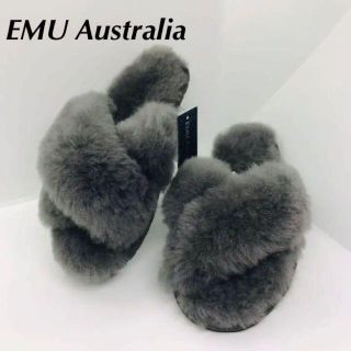 エミュー(EMU)の【新品】エミューオーストラリア  23cm  ファーサンダル  チャコールグレー(サンダル)