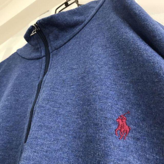 POLO RALPH LAUREN(ポロラルフローレン)の【ポロラルフローレン】3XL 刺繍ロゴ ハーフジップ スウェットトレーナー 青 メンズのトップス(スウェット)の商品写真