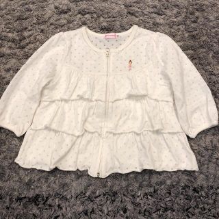 ミキハウス(mikihouse)のミキハウス　110センチ　リーナちゃん　ドットホワイト　カーディガン  フリル(Tシャツ/カットソー)