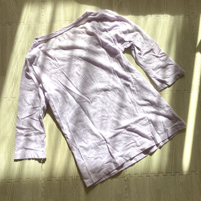 MUJI (無印良品)(ムジルシリョウヒン)の無印良品七分袖TシャツS杢パープルused レディースのトップス(Tシャツ(長袖/七分))の商品写真