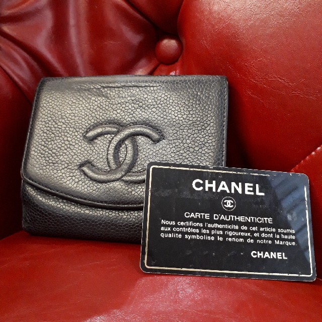 正規店購入 カード付き CHANEL コンパクト 財布 二つ折り シャネル