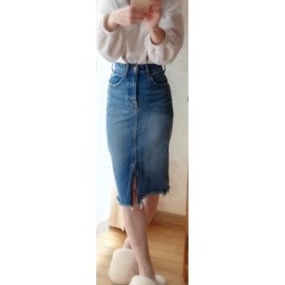 マウジー(moussy)のmoussyデニムスカート(ひざ丈スカート)