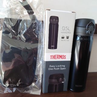 サーモス(THERMOS)の【新品未使用】サーモス水筒ブラック　0.5リットル　カバーCASE付き(水筒)