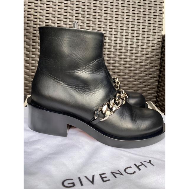 超美品●GIVENCHY チェーンブーツ　38.5 25.5cm 黒