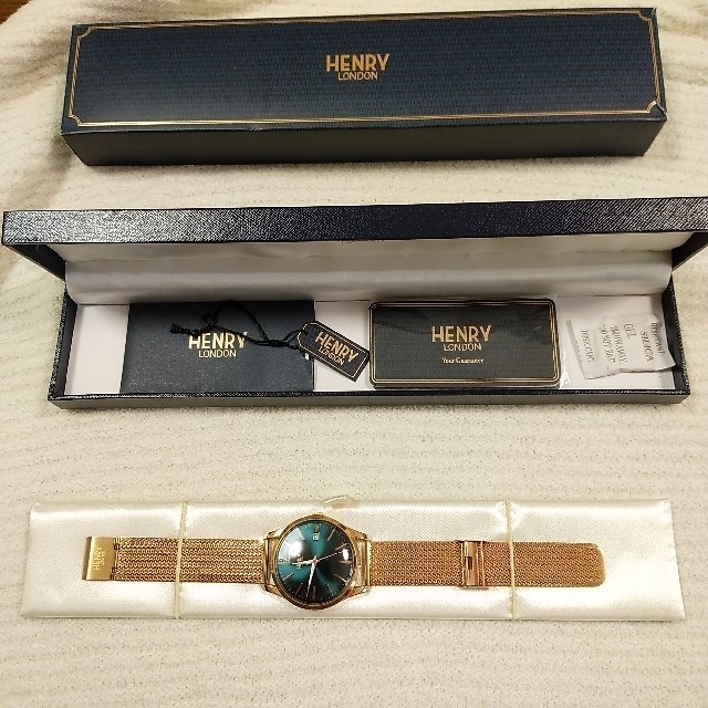 新品未使用ヘンリーロンドンHENRY LONDONグリーン/ピンクゴールド