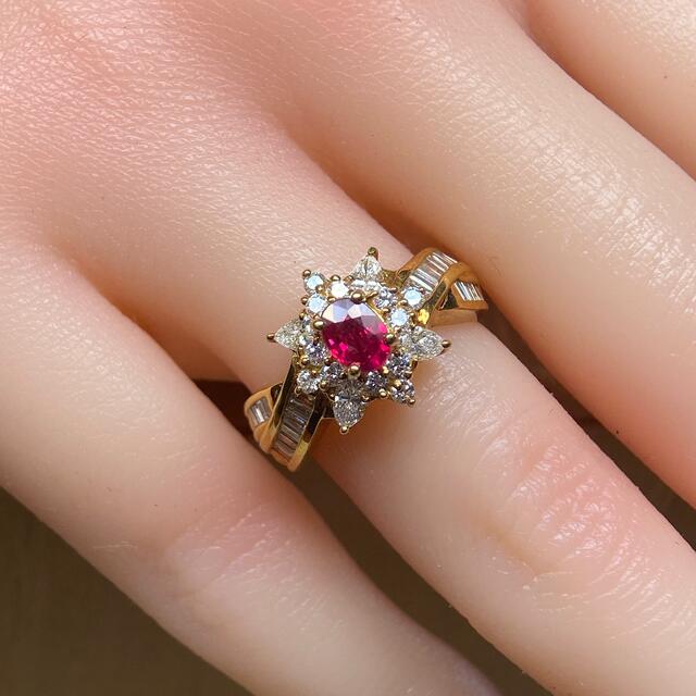 ルビー ダイヤモンド K18金　リング レディースのアクセサリー(リング(指輪))の商品写真