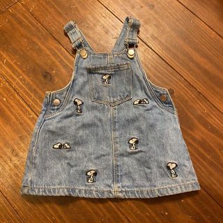 ザラキッズ(ZARA KIDS)のZARA ザラ　ベビー　スヌーピーデニムジャンパースカート(スカート)