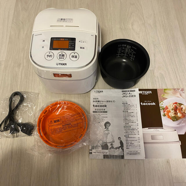 タイガー IH 炊飯器 3合 ホワイト レシピ付 tacook 炊きたて 炊飯 ジャー JKU-A551-W Tiger - 3