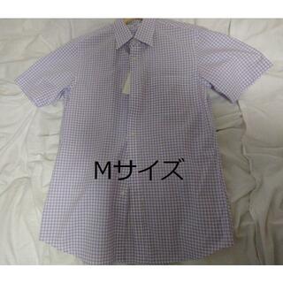 ユニクロ(UNIQLO)の未使用 ユニクロ メンズビジネスシャツ半袖 Ｍサイズ 白と紫チェック(シャツ)