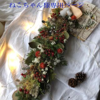 ねこちゃん様専用ページ＊コニファーと薔薇の実のクリスマススワッグ(ドライフラワー)