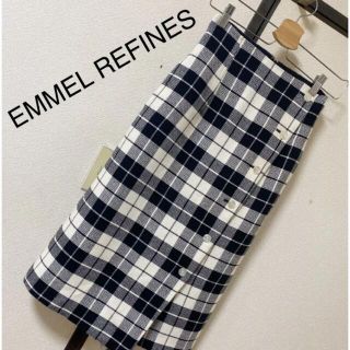 未使用　EMMELREFINES エメルリファインズ　スカート チェック　xs(ひざ丈スカート)