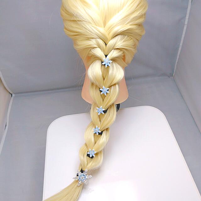 エルサの雪の結晶ヘアゴム 5個セット】ホワイト×クリア ハンドメイドのアクセサリー(ヘアアクセサリー)の商品写真