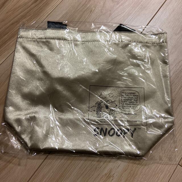 SNOOPY(スヌーピー)のスヌーピー ゴールドサテンバック レディースのバッグ(トートバッグ)の商品写真