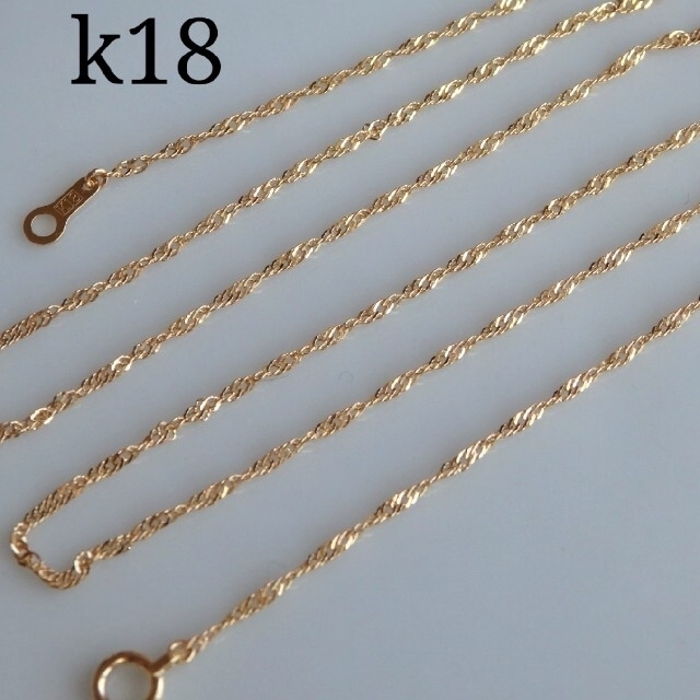 k18ネックレス　スクリューチェーン　18金　18k　1.3㎜幅 ハンドメイドのアクセサリー(ネックレス)の商品写真