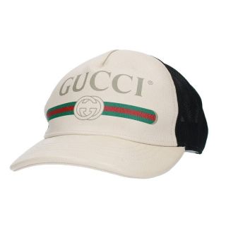 グッチ(Gucci)のグッチ 426887 メッシュ切り替えロゴレザー帽子 L(その他)