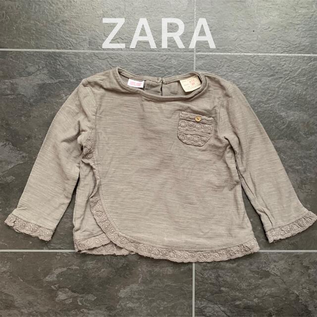 ZARA KIDS(ザラキッズ)のZARA Baby♡レース付カットソー♡グレー キッズ/ベビー/マタニティのベビー服(~85cm)(シャツ/カットソー)の商品写真
