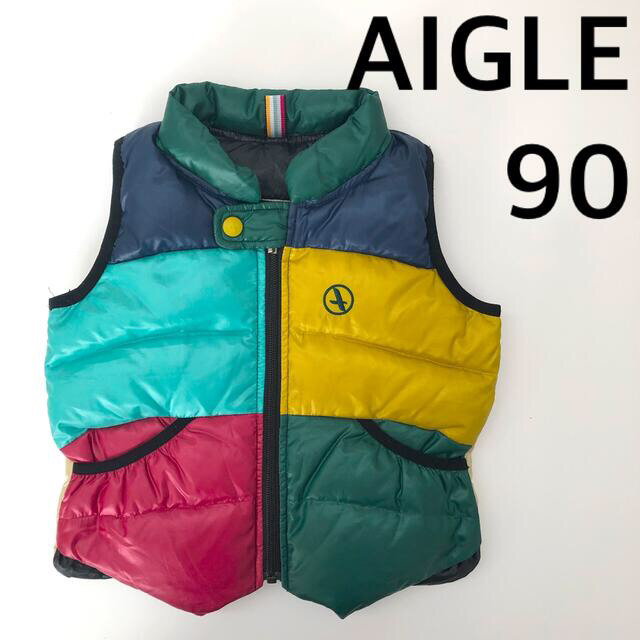 AIGLE(エーグル)のエーグルのダウンベスト90cm◆マルチカラーアウタージャンパー上着AIGLE キッズ/ベビー/マタニティのキッズ服男の子用(90cm~)(ジャケット/上着)の商品写真