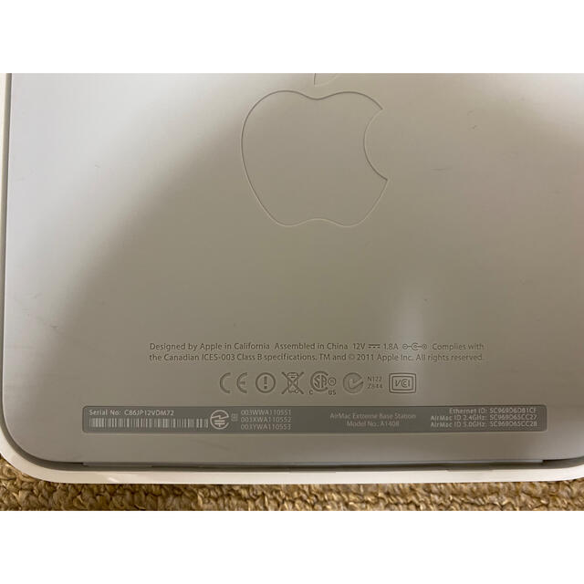 Apple(アップル)のAirMac Extreme A1408 スマホ/家電/カメラのPC/タブレット(PC周辺機器)の商品写真