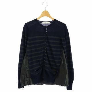 サカイラック(sacai luck)のサカイラック カーディガン ニット ボーダー 切替 長袖 2 紺 緑(カーディガン)