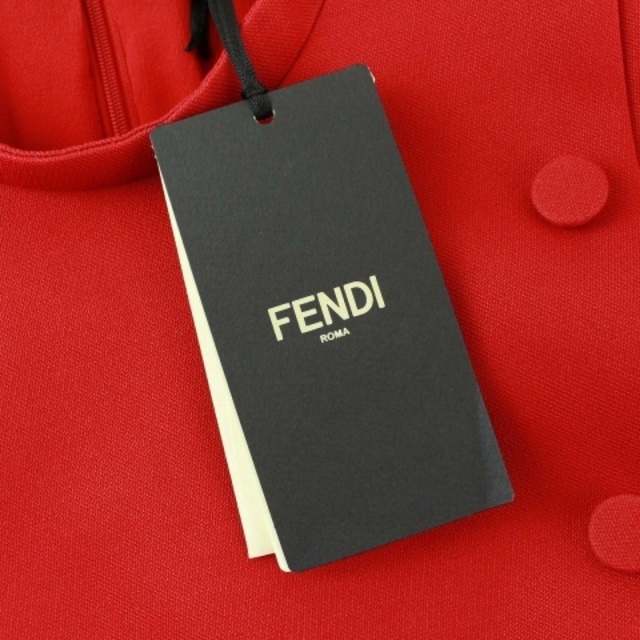 FENDI(フェンディ)のフェンディ ワンピース ロング マキシ 長袖 フレアスリーブ 38 XXS 赤 レディースのワンピース(ロングワンピース/マキシワンピース)の商品写真