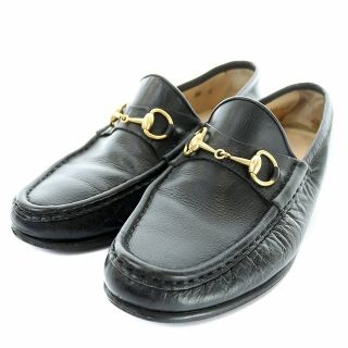 グッチ(Gucci)のグッチ ビットローファー シューズ スリッポン レザー 金具 35 22cm 黒(ローファー/革靴)