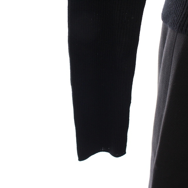 PAULE KA(ポールカ)のポールカ ワンピース ニット切替 長袖 膝丈 ビジュー ウール 38 M 黒 レディースのワンピース(ひざ丈ワンピース)の商品写真
