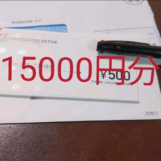 安く売り切れ ユナイテッド&コレクティブ株主優待券15000円分です