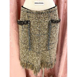 SONIA RYKIEL ソニアリキエル ツイードスカート フリンジ サイズ38