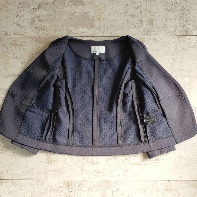 エムプルミエ ☆ セットアップ 36 ノーカラージャケット スカート 黒 日本製