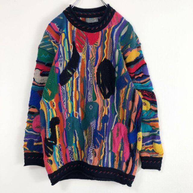 超絶レア COOGI クージー レアマルチカラー 3Dニットwool Lサイズ