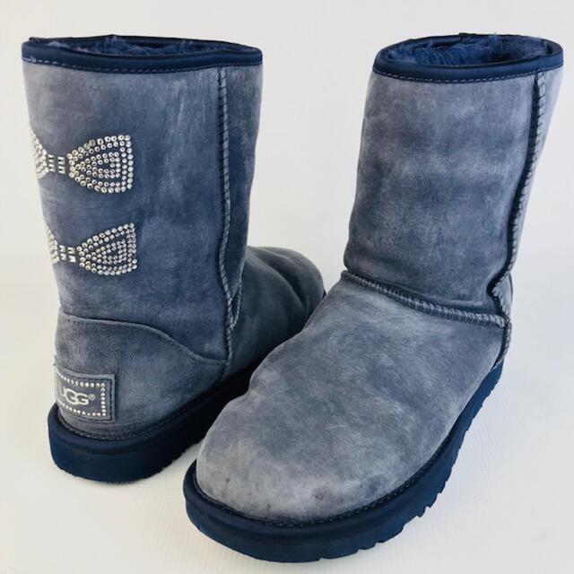 UGG☆クラシックショートリボンクリスタルボウ ムートンブーツ(23