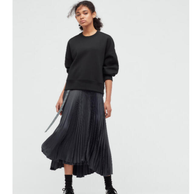 UNIQLO - UNIQLO +j ブリーツラップロングスカート ダークグレー61