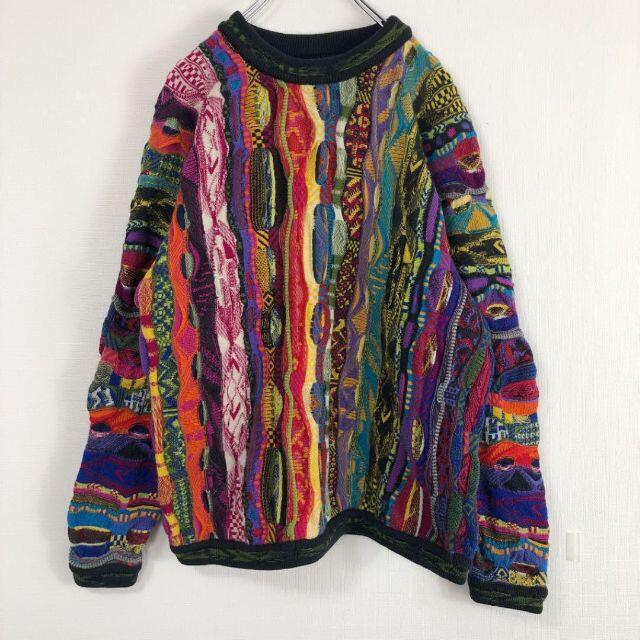 クージー COOGI 3Dニット セーター ウール マルチカラー 芸術 一点物