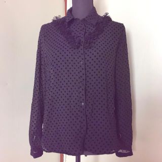 ザラ(ZARA)の【試着のみ！】ZARA BASIC ザラベーシック シフォンブラウス L 黒(シャツ/ブラウス(長袖/七分))