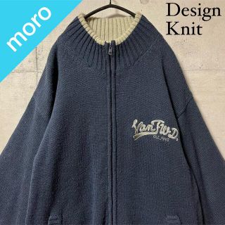 ヴァンヂャケット(VAN Jacket)のVAN jacket 古着 ニットジャケット フルジップ ブルゾン 刺繍デザイン(ブルゾン)