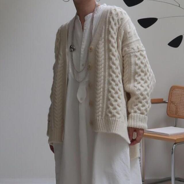 新品　ARGUE WOOL CABLE WIDE KNIT CARDIGAN