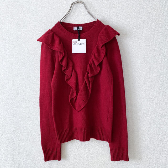 新品】Red Valentino / フリルダメージニット セーター 赤