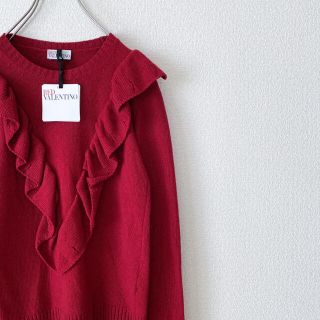 レッドヴァレンティノ(RED VALENTINO)の【新品】Red Valentino / フリルダメージニット セーター 赤(ニット/セーター)