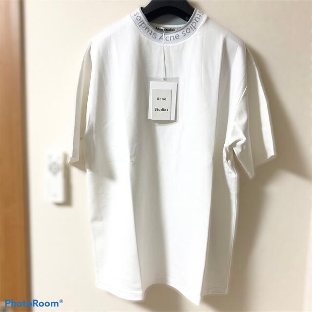 売り切り 新品 acne studios モックネック ロゴ Tシャツ ホワイト