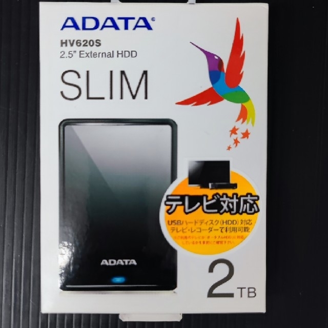 ADATA 外付けストレージAHV620S-2TU31-CBK  HV620S