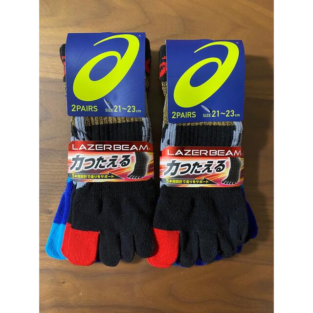 asics(アシックス)のアシックス　asics 靴下　5本指　21-23cm 4足セット　スポーツ スポーツ/アウトドアのサッカー/フットサル(その他)の商品写真