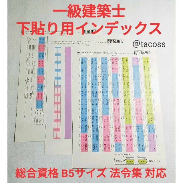 一級建築士　下貼り用インデックス　総合資格法令集B5版対応　2022　令和4年 | フリマアプリ ラクマ