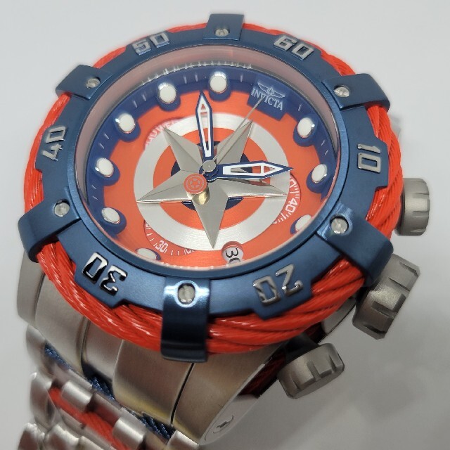 【最安値】 53mm Invicta マーベル ボルトゼウス アメリカ/グランド キャプテン 腕時計(アナログ)