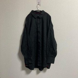 ヨウジヤマモト(Yohji Yamamoto)の古着　ブラック　柄シャツ　シャツワンピ ベロア　赤(シャツ)