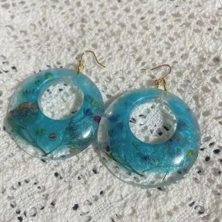 レジン　ピアス　ブルー　花(ピアス)