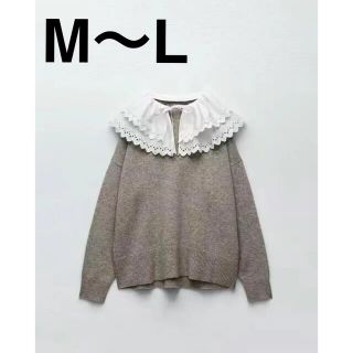 ザラ(ZARA)のZARA    デタッチャブルネック ウールセーター グレーマール M-Lサイズ(ニット/セーター)