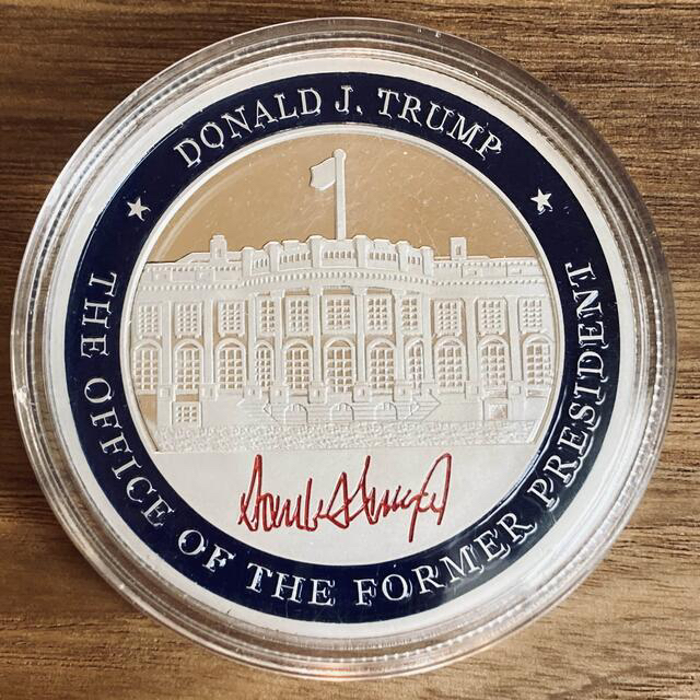 （レア！）トランプ大統領　1オンス　大型カラー銀貨　ホワイトハウス美術品/アンティーク