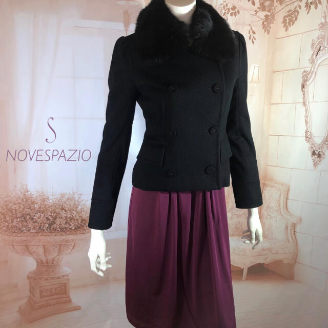 NOVESPAZIO(ノーベスパジオ)のNOVESPAZIO ノーベスパジオ ブラックラビットファーハーフコート S レディースのジャケット/アウター(毛皮/ファーコート)の商品写真